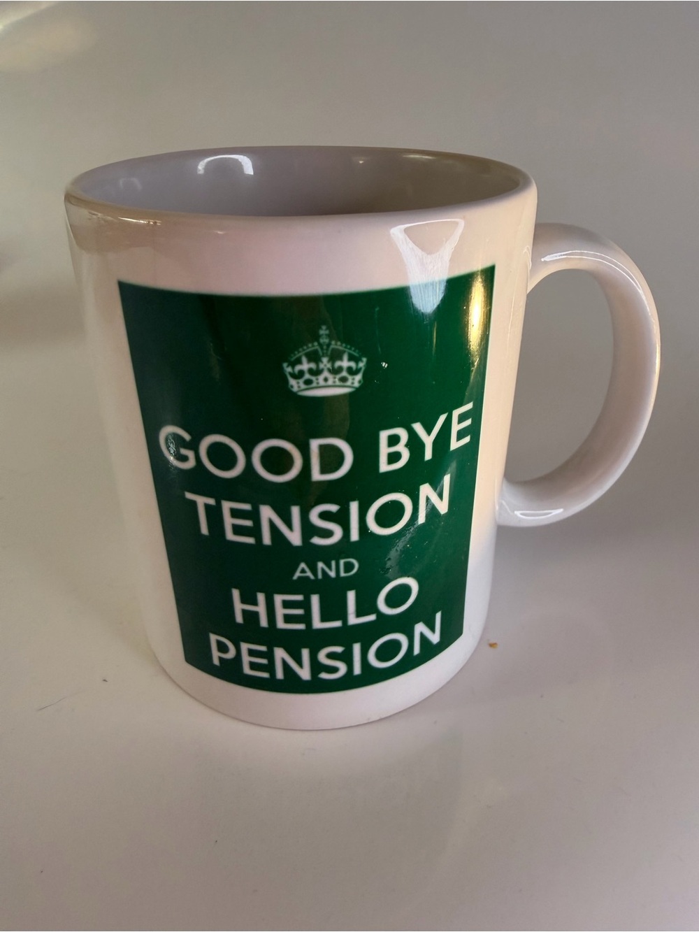 Good Bye Tension Hello Pension Ceramic Mug - Retirement Gift